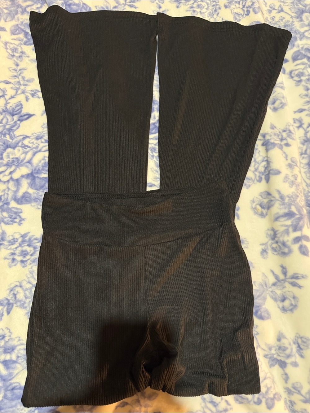 No Boundaries Black Ribbed Flared Leggings